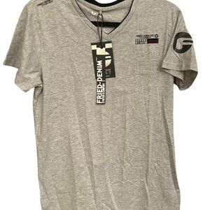 Fried-Denim NYC Premium Quality Gray Stretch Comfort Puff Print Tee Size Small